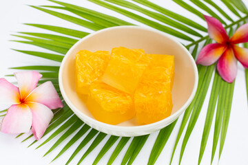 Sweet egg floss jelly. Thai dessert