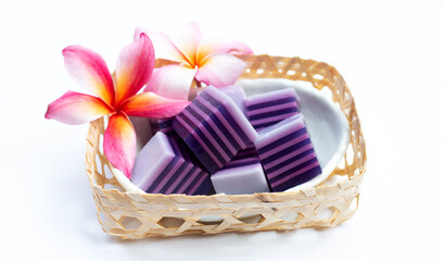 Fototapeta na wymiar Coconut milk with purple sweet potato jelly