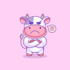Cute cow worried and thinking have question choice