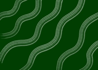 Abstract art dark green background with wavy white color lines. Emerald backdrop with wave pattern.