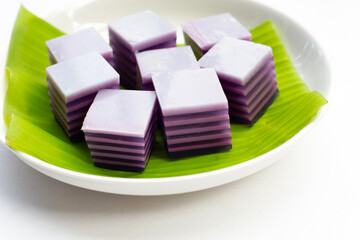 Coconut milk with purple sweet potato jelly