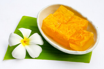 Sweet egg floss jelly. Thai dessert
