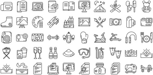 hobbies and free time icon set