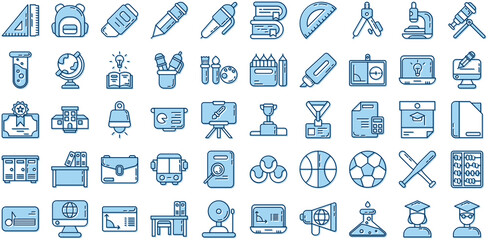 school and student icon set