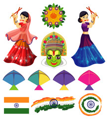 Plakat Set of Indian Hindu object decoration