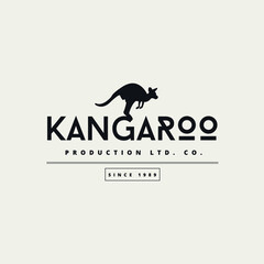 Handdrawn Kangaroo Logo design vector template safari animal badge, label.