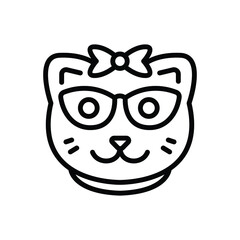 Black line icon for kitty