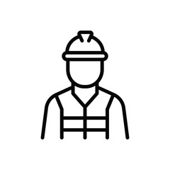 Black line icon for worker