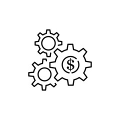 Process icon vector line, Gear Process, Development. Finance or economy money sign