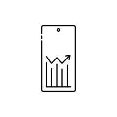 Black line Mobile stock trading concept icon isolated on white background. Online trading, stock market analysis, business and investment. Vector phone exchange finance or economy line icon
