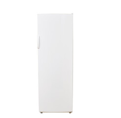White vertical refrigerator on a white background isolated