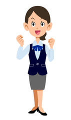 制服着用の女性会社員が張り切る
