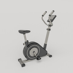 3d render illustration of exercise bike. Modern trendy design. White and black colors.