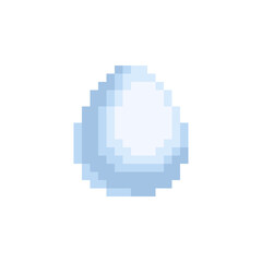 White egg greeting card. Pixel art icon. Happy Easter. Isolated vector illustration. 