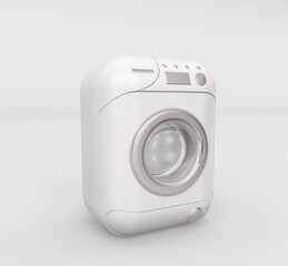 3d render illustration of washing machine. Modern Trendy design. White and pink colors.