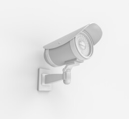 3d render illustration of outdoor video surveillance camera. Modern trendy design. White and gray colors.
