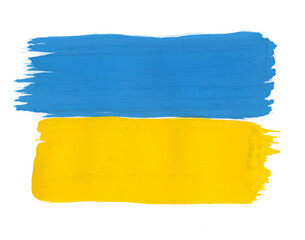 Obraz premium Painted yellow blue Ukrainian flag isolated on white background