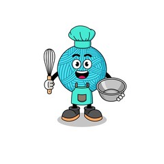 Illustration of yarn ball as a bakery chef