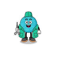 Illustration of yarn ball mascot as a surgeon