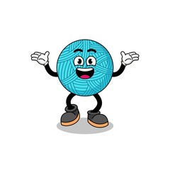 yarn ball cartoon searching with happy gesture