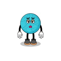 yarn ball cartoon with fatigue gesture