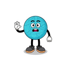 yarn ball cartoon illustration doing stop hand