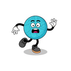 slipping yarn ball mascot illustration