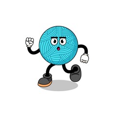running yarn ball mascot illustration