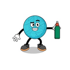 yarn ball illustration cartoon holding mosquito repellent