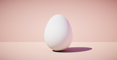 Bright blank background with egg. 3d rendering