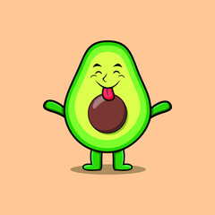 Cute cartoon avocado character with flashy expression in cute style