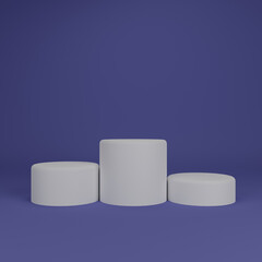 3D white podium with purple background