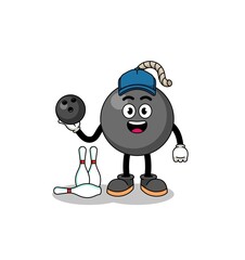 Mascot of bomb as a bowling player