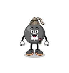 Character cartoon of bomb as a veteran