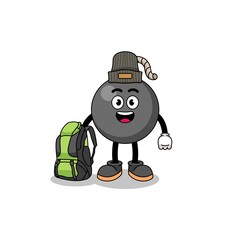Illustration of bomb mascot as a hiker