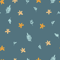 Floral seamless pattern. Creative blooming texture. Wildflowers background. Great for fabric, textile, scrapbooking. Vector cartoon illustration....