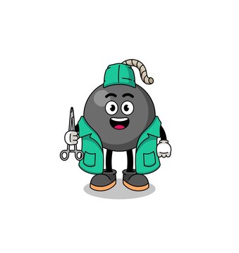 Illustration of bomb mascot as a surgeon
