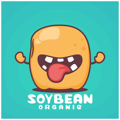 soybean cartoon. nuts vector illustration
