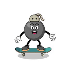bomb mascot playing a skateboard