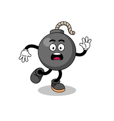 slipping bomb mascot illustration