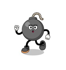 running bomb mascot illustration
