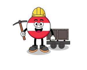 Mascot Illustration of austria flag miner