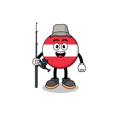 Mascot Illustration of austria flag fisherman