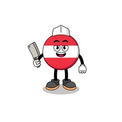 Mascot of austria flag as a butcher