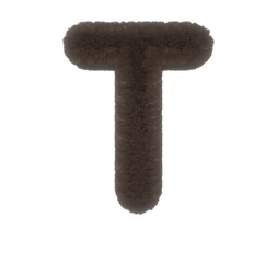 Furry Brown Animal Font Letter T