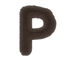 Furry Brown Animal Font Letter P