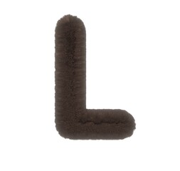 Furry Brown Animal Font Letter L
