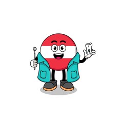 Illustration of austria flag mascot as a dentist