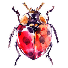 Watercolor poster with ladybug © ola_tarakanova