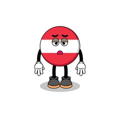 austria flag cartoon with fatigue gesture